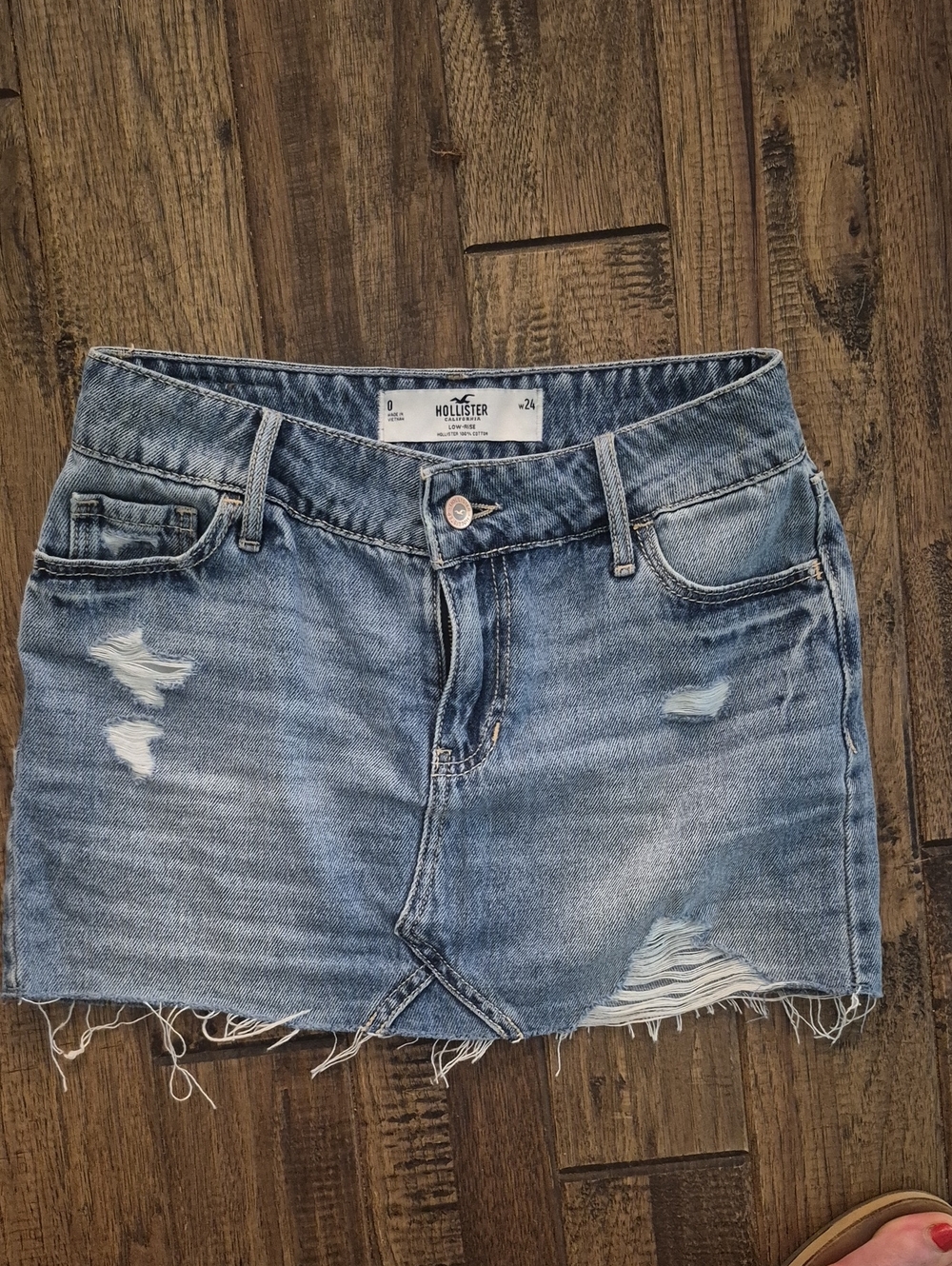 Hollister Light Blue Distressed Denim Mini Skirt